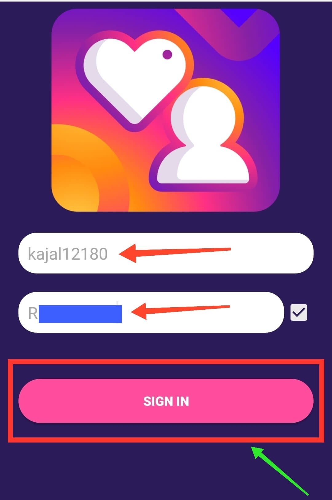 Login with fake instagram account